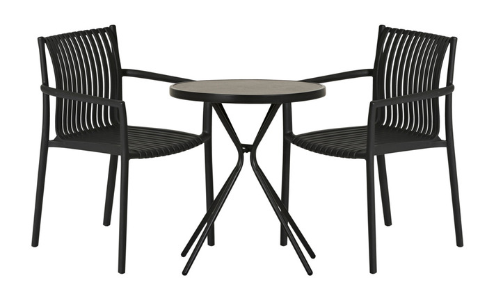 Cafébord Monaco Svart/Grå Ø60 cm Sunlife